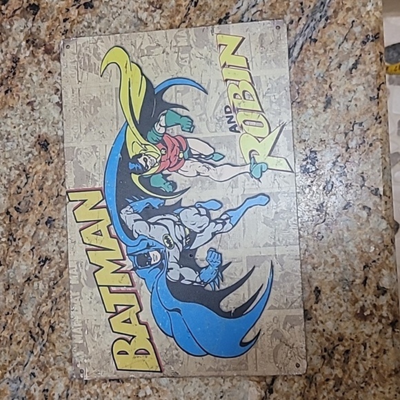 Batman & Robin Metal Sign 12"×8" Super Hero kids Party Decor Boys Room decor - Picture 3 of 5